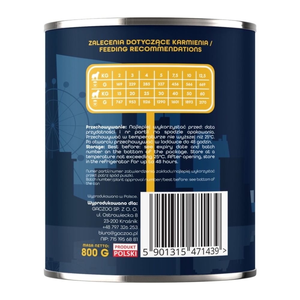 Gaczoo Miejska Miska karma mokra dla psa Shish z kurczaka Style 800g